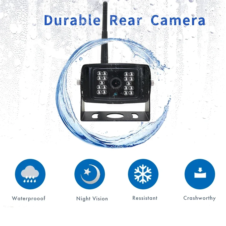 Best 24V DC 100 Meter Long Range BSD AI Wireless Camera System 1080P Waterproof Night Vision Monitor For Heavy Duty Vehicles