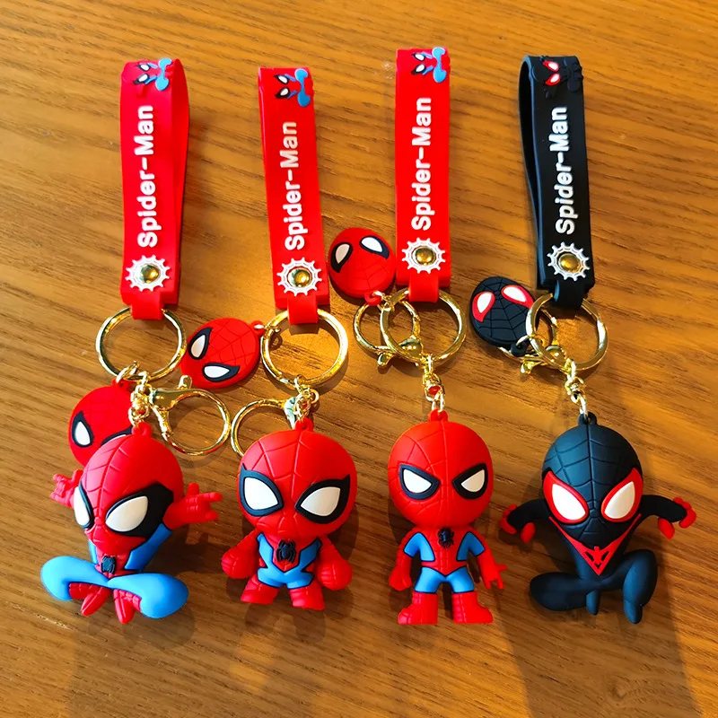 LLavero de silicona de muñeco de superhéroe Spiderman, llaveros de araña de Los Vengadores de Marvel para mochila, accesorios, llavero colgante de coche para hombre