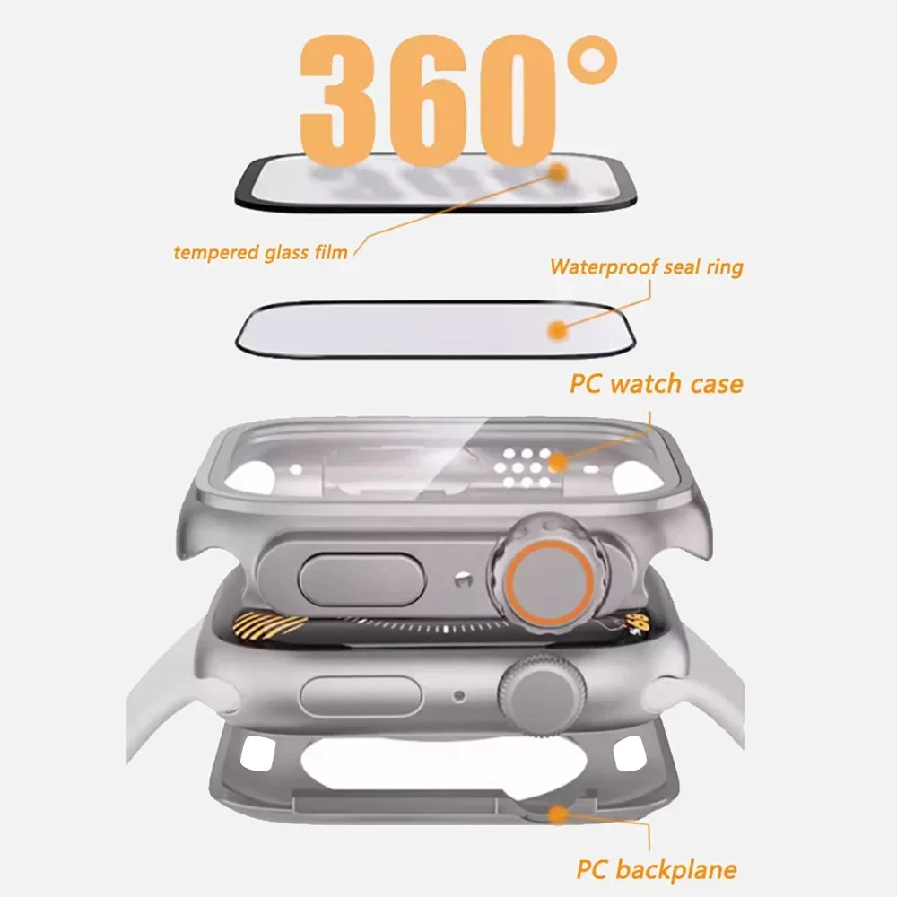 Tempered Glass Case for Apple Watch 46mm 42mm 45mm 44mm 41mm 40mm 360 Full Cover Change To Ultra for iwatch 11/10/9/8/7/6/SE/5/4 image 6
