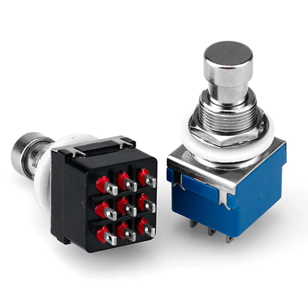 9 Pin ON-ON Self-locking Footswitch 3PDT Guitar Effects Pedal Box Stomp Latching Locking Conversion Switch