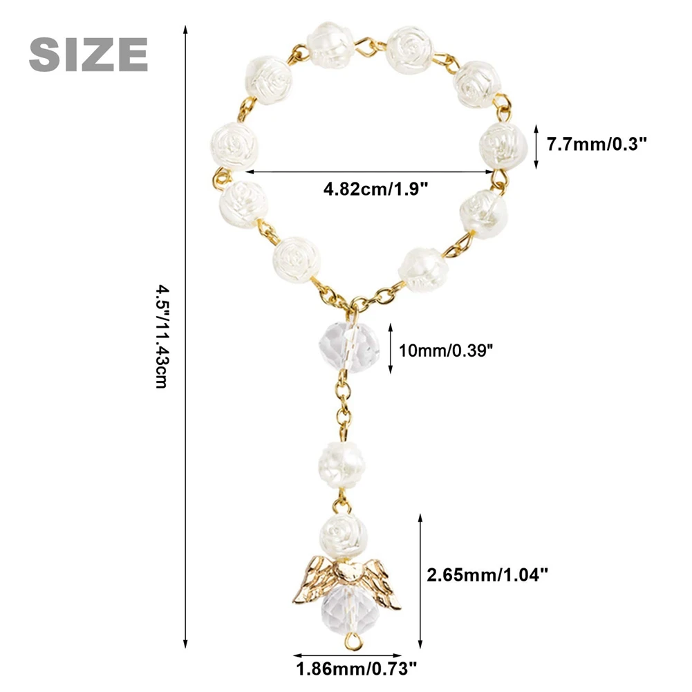Lively- 60 PCS Baptism Rosary Acrylic Rosary Beads Mini Rosaries Angel for the First Communion Baptism Party Favors