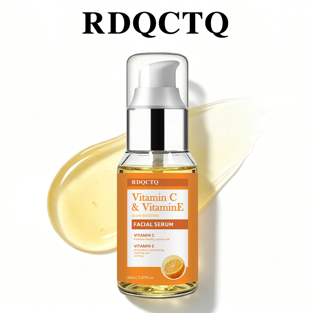 Sérum Facial Vitamina C & E Hidratante para Cuidados Diários com a Pele, Fórmula Leve de Rápida Absorção com Ácido Hialurônico para Pele Seca