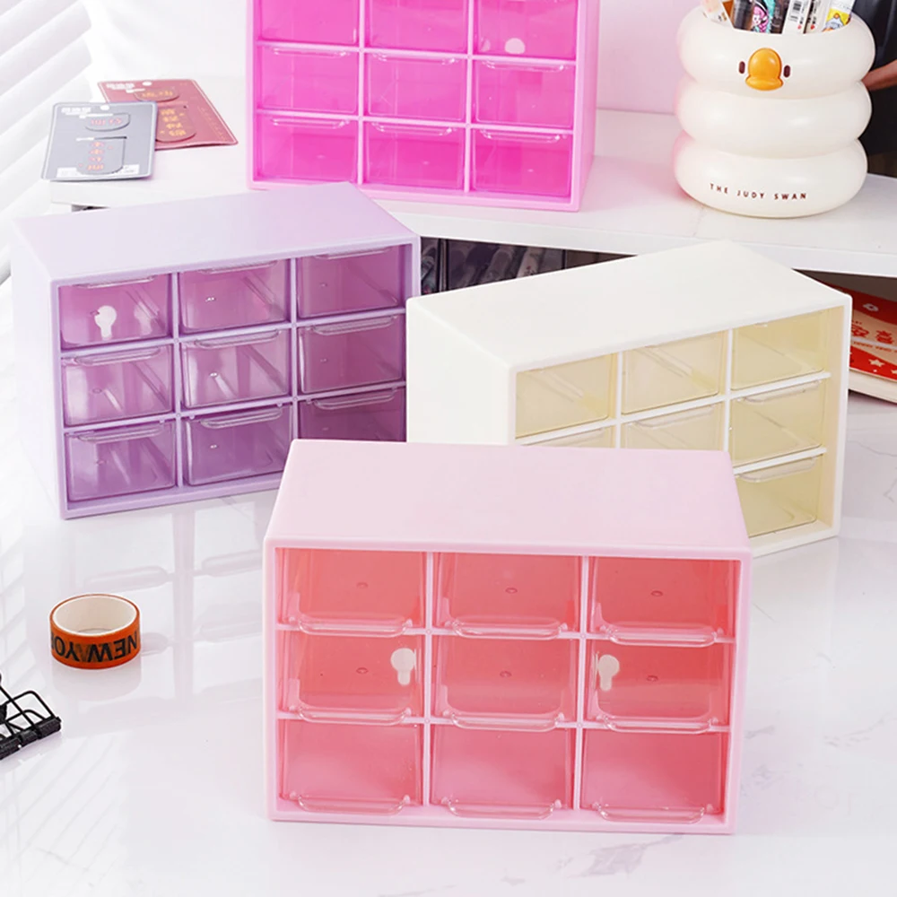 9 Grid Sorting Box Stationery Storage Cosmetic Jewelry Storage Box Storage Box Small Drawer Partitioned Desk INS Wall-mounted