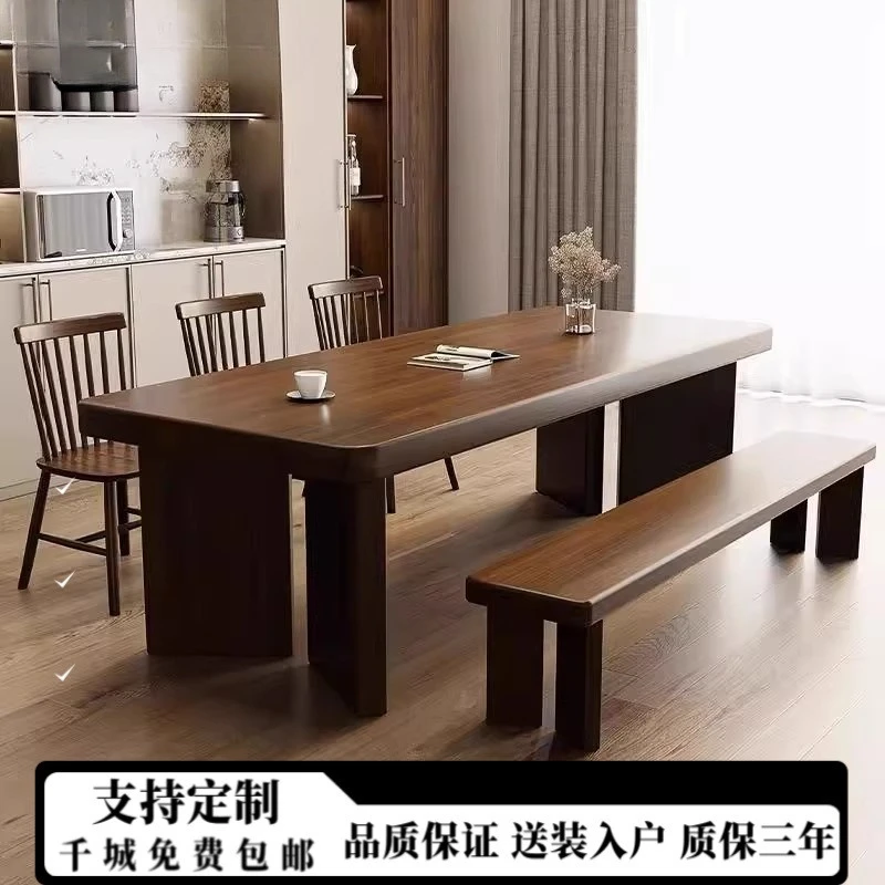 Log dining table Rectangle home dining room dining table Living room study table Workbench