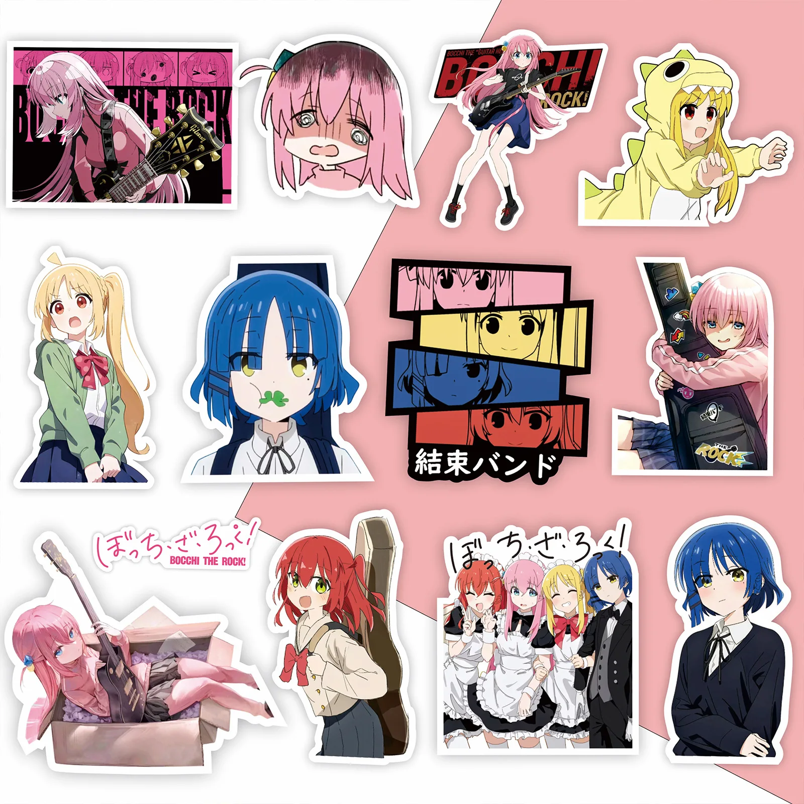 50 Peças Anime BOCCHI THE ROCK! Adesivos de Brinquedo para Crianças, Adesivos DIY para Capacete de Moto, Telefone, Skate, Decalques de Desenhos Animad