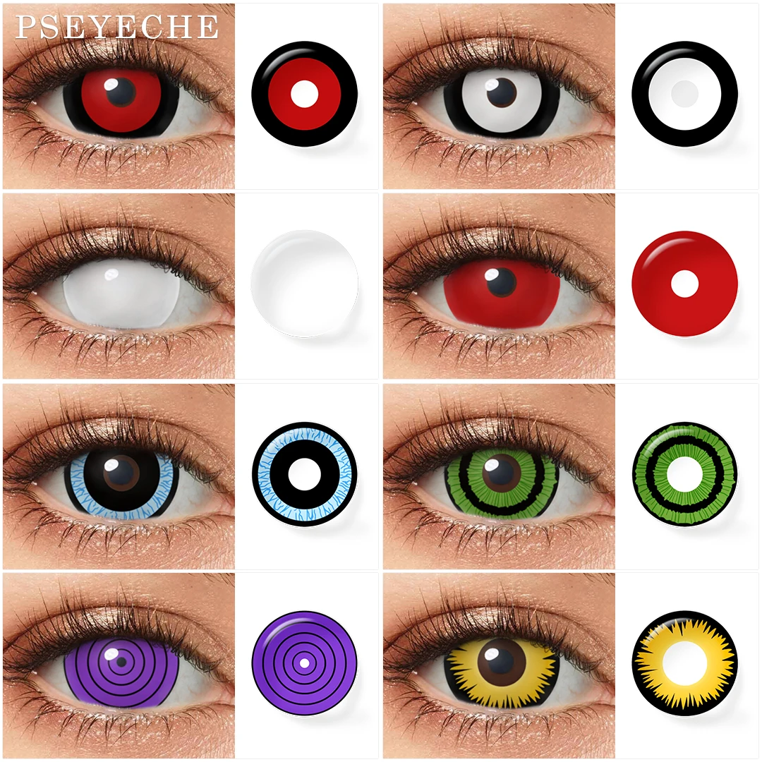 17MM Mini Sclera Contact Lens Pseyeche Tokyo Ghoul Lenses Halloween Lens Green Goblin Cosplay Contacts Red Black Rinnegan Lense