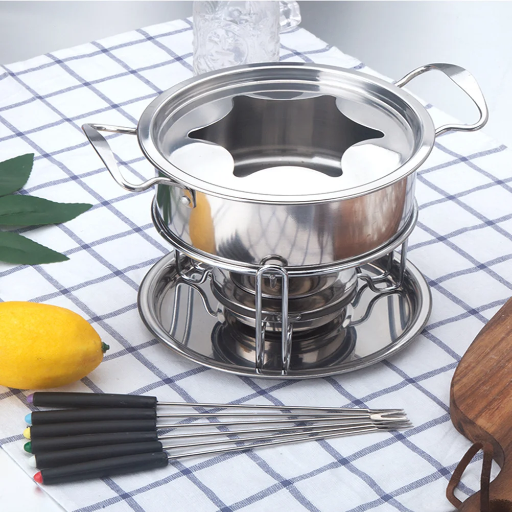 

Melting Pot Set 10 Piece Chocolate Fondue Furnace with Warmer Bowl for Sauce Cheese Dessert Steam Heater