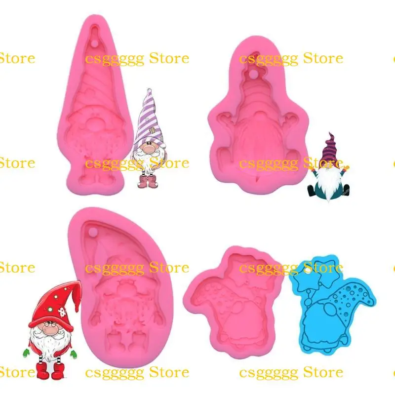 9HJK DIY SANTA LITE DWARF SILICONE SILICY EPOXY MOLD DIY keychain keychain قلادة صياغة القالب لعيد الميلاد هدية الحب
