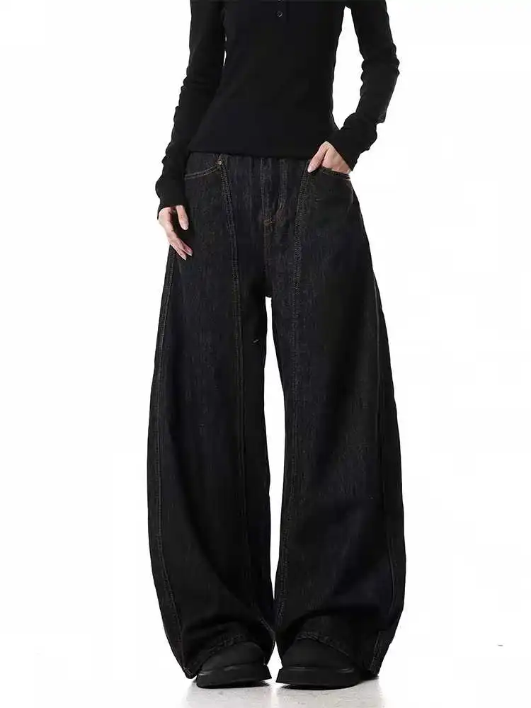 

Women's Black Gothic Y2k Baggy Jeans Japanese 2000s Style Boyfriend Jean Pants Vintage Harajuku Oversize Denim Trousers Clothes