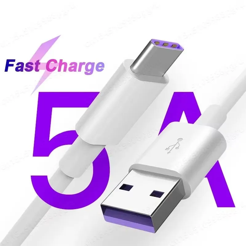 1-6Pcs 5A Fast Charge Type C Cable Wire Mobile Phone USB C Cable For Samsung S21 Xiaomi Note 10pro Type C Data Charger CableCord