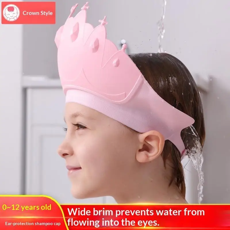 Größenverstellbare Kinder-Shampoo-Kappe Krone Baby-Duschhaube Cartoon-Badevisier Säuglings-Haarschutz Ohrenschutz Wasserdicht – Detail 4