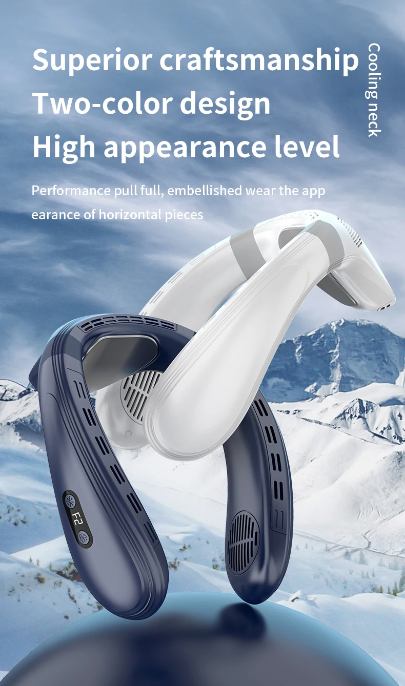 Neuer tragbarer Halsventilator, 5200 mAh, Halsklimaanlage, wiederaufladbarer Halbleiter-Lüfter, persönlicher Ventilator für den Außenbereich, tragbarer Kühler – Detail 10