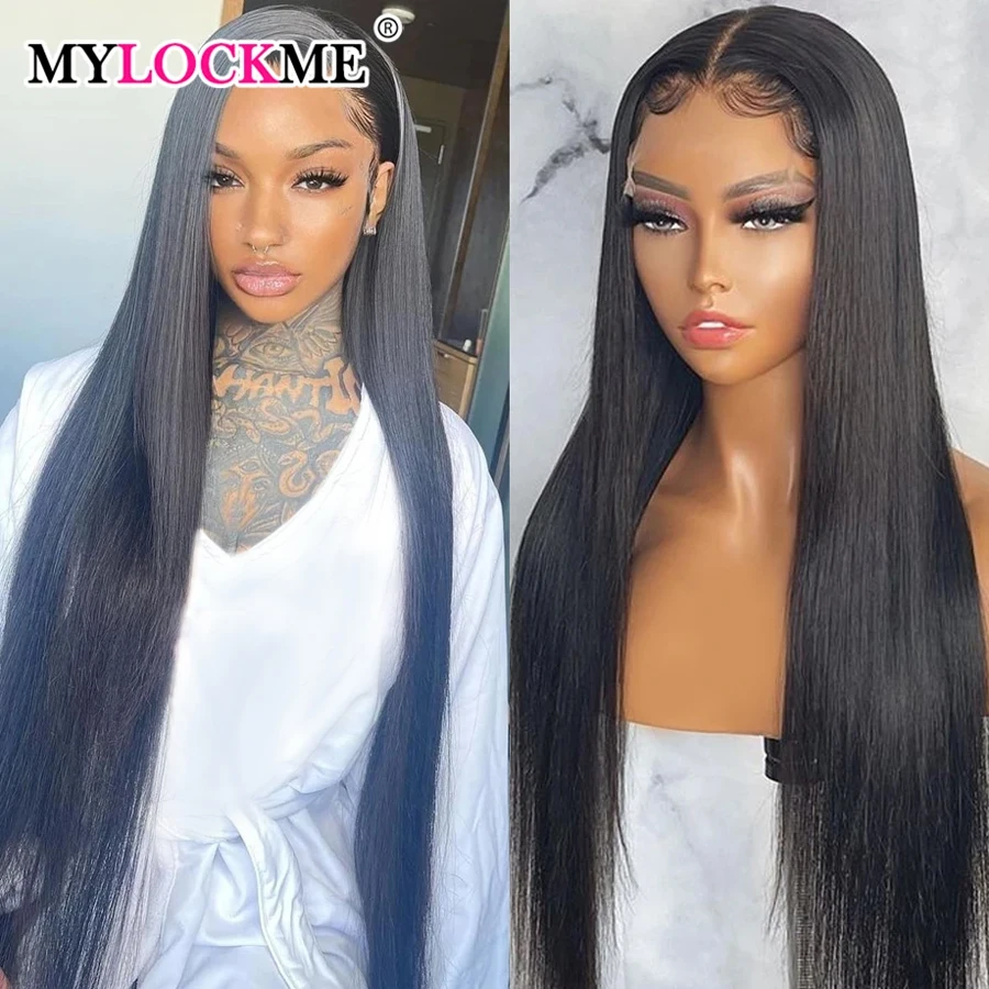 180 Density 13x4 13x6 Transparent Bone Straight Lace Front Human Hair Wigs MYLOCKME Brazilian Frontal Wigs For Women