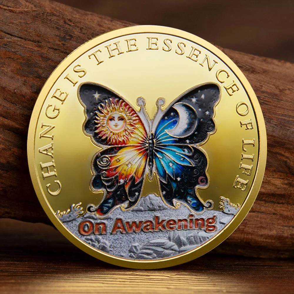 Butterfly Awakening Commemorative Coin on Awakening Collectible Coin Lucky Gold Plated Souvenir Medal