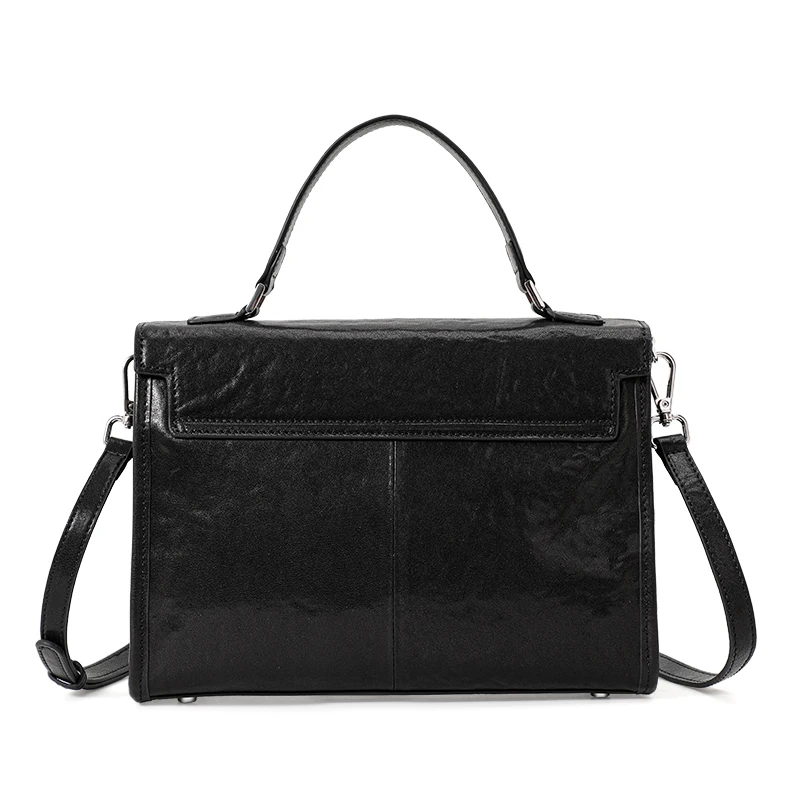 Aidrani Women's Top Layer Cowhide Handbag, New 2026 Large-Capacity Retro Niche Briefcase, Motorcycle Style