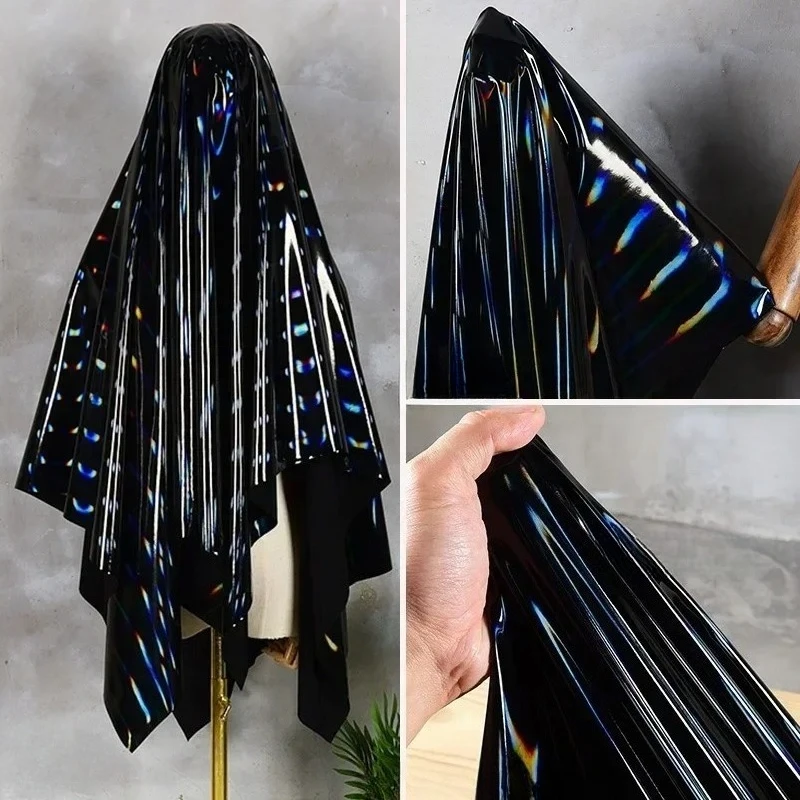 

Mirror Leather Fabric Black Knitted Bottom Cloth High Elasticity Waterproof Clothing Wholesale Apparel Sewing Meters Material