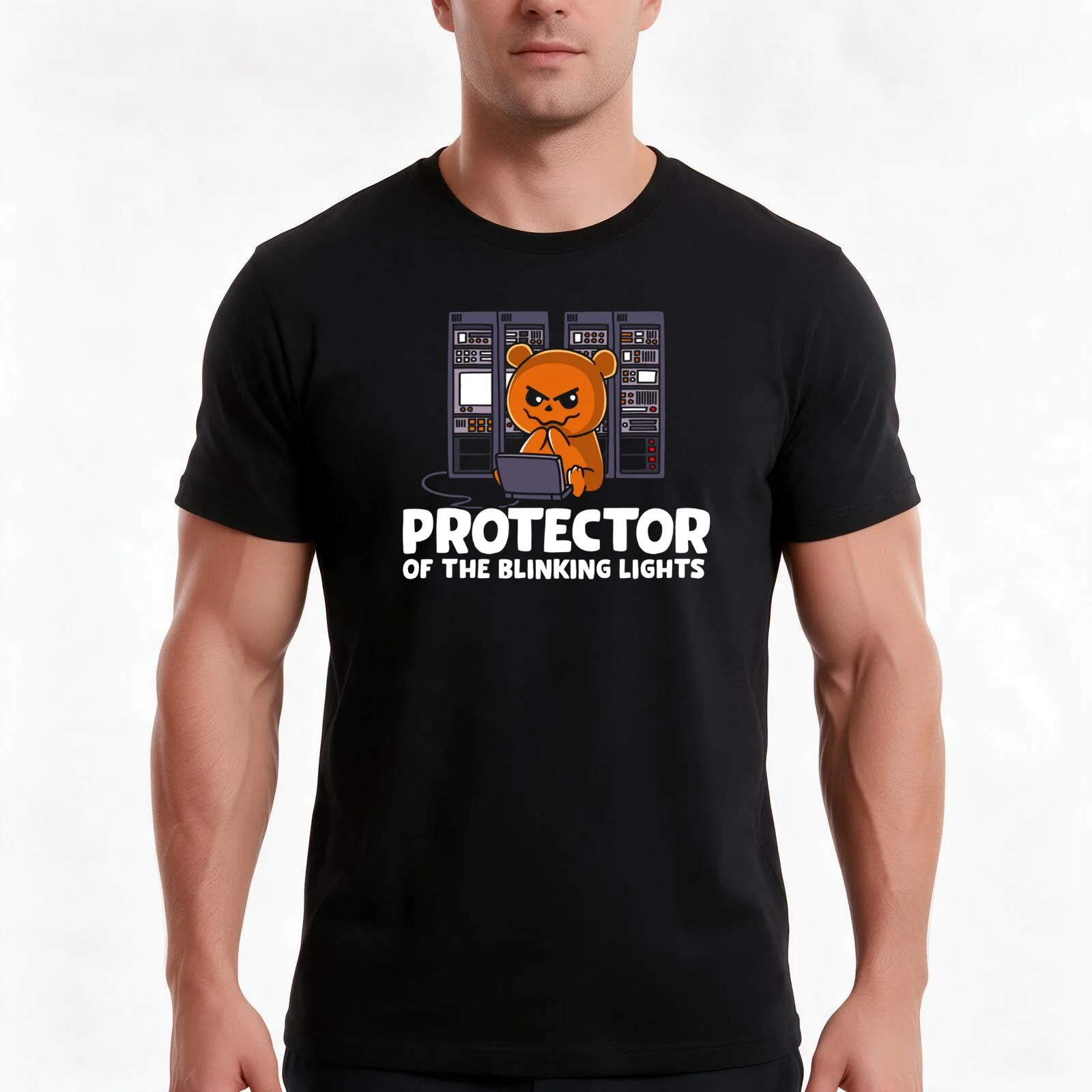Protector of the Blinking Lights Network Engineer T-Shirt, Summer Casual Cotton Tee, Oversized Streetwear Tops, Unisex Men Women