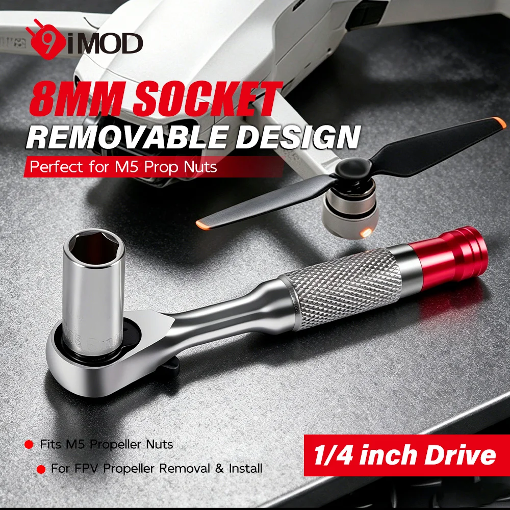 9IMOD 2-IN-1 Ratchet Screwdriver Socket Wrench 8mm Socket For FPV Motor M5 Lock Nut