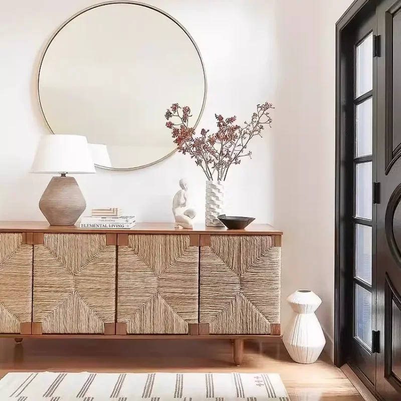 Solid wood braided rope TV cabinet Entry porch cabinet Living room decoration cabinet
