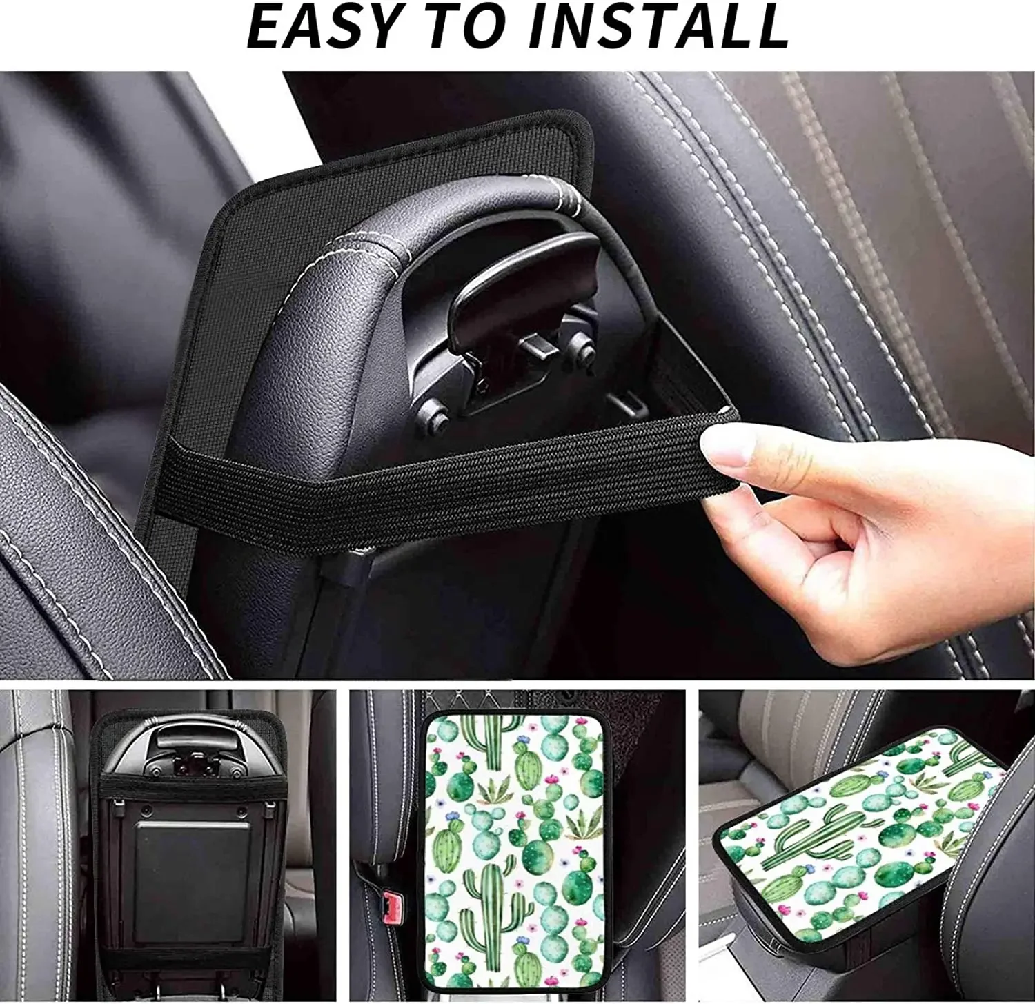 Auto Center Console Pad Cactus Plants Car Armrest Seat Box Cover Protector Stylish Car Armrest Cover Universal Fit Car Decor Acc