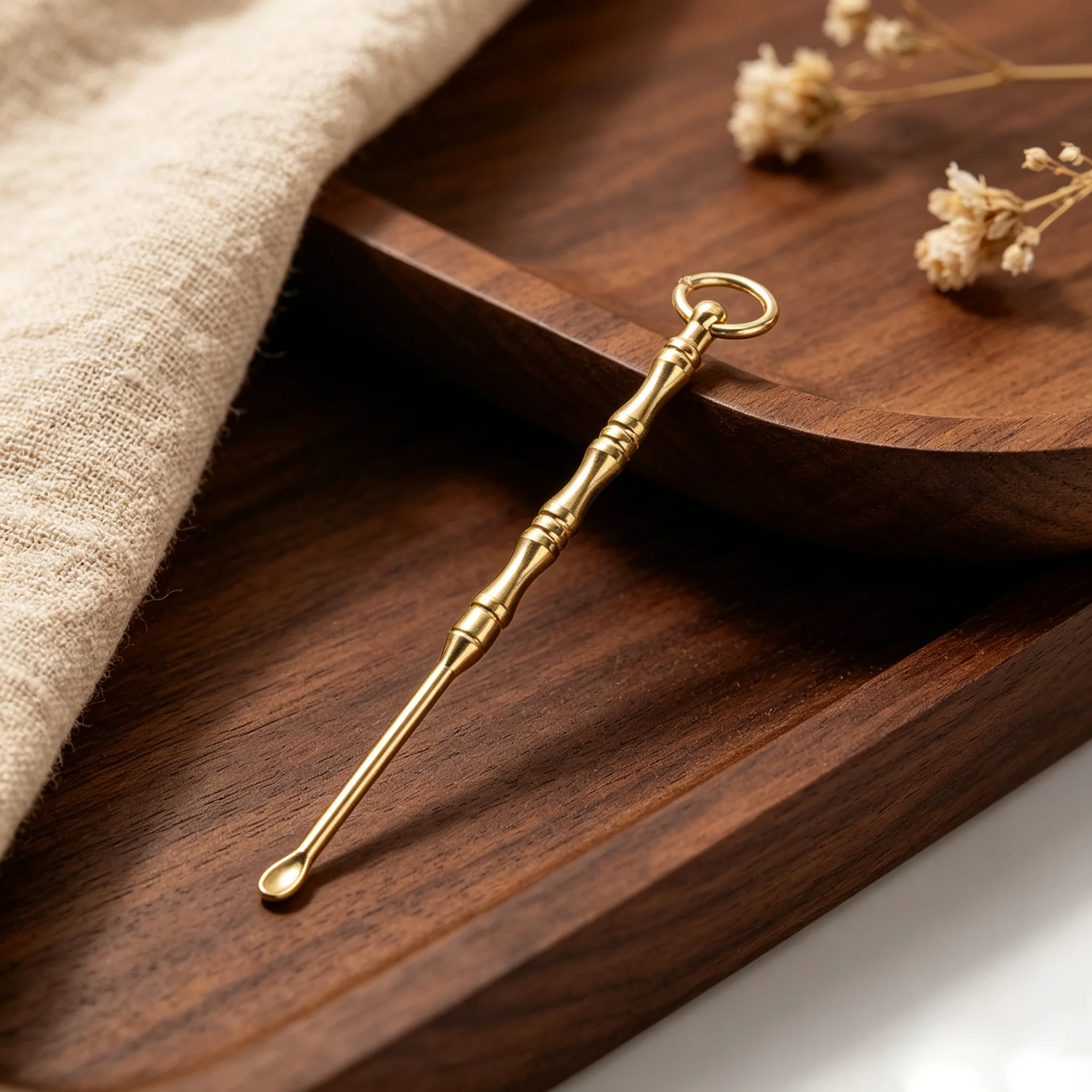 Vintage Brass Mini Spoon Shovel Medicine Spoon Wax Tools Charm Dangles KeyChain/Necklace Accessories Pendant Ear Cleanning Tools