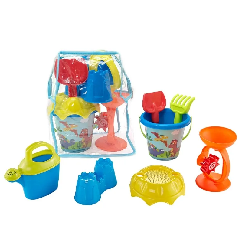 7 pezzi/set multicolori disponibili con imballaggio in PVC set di giocattoli da spiaggia strumenti per dragare la sabbia giocattoli da esterno regali per bambini