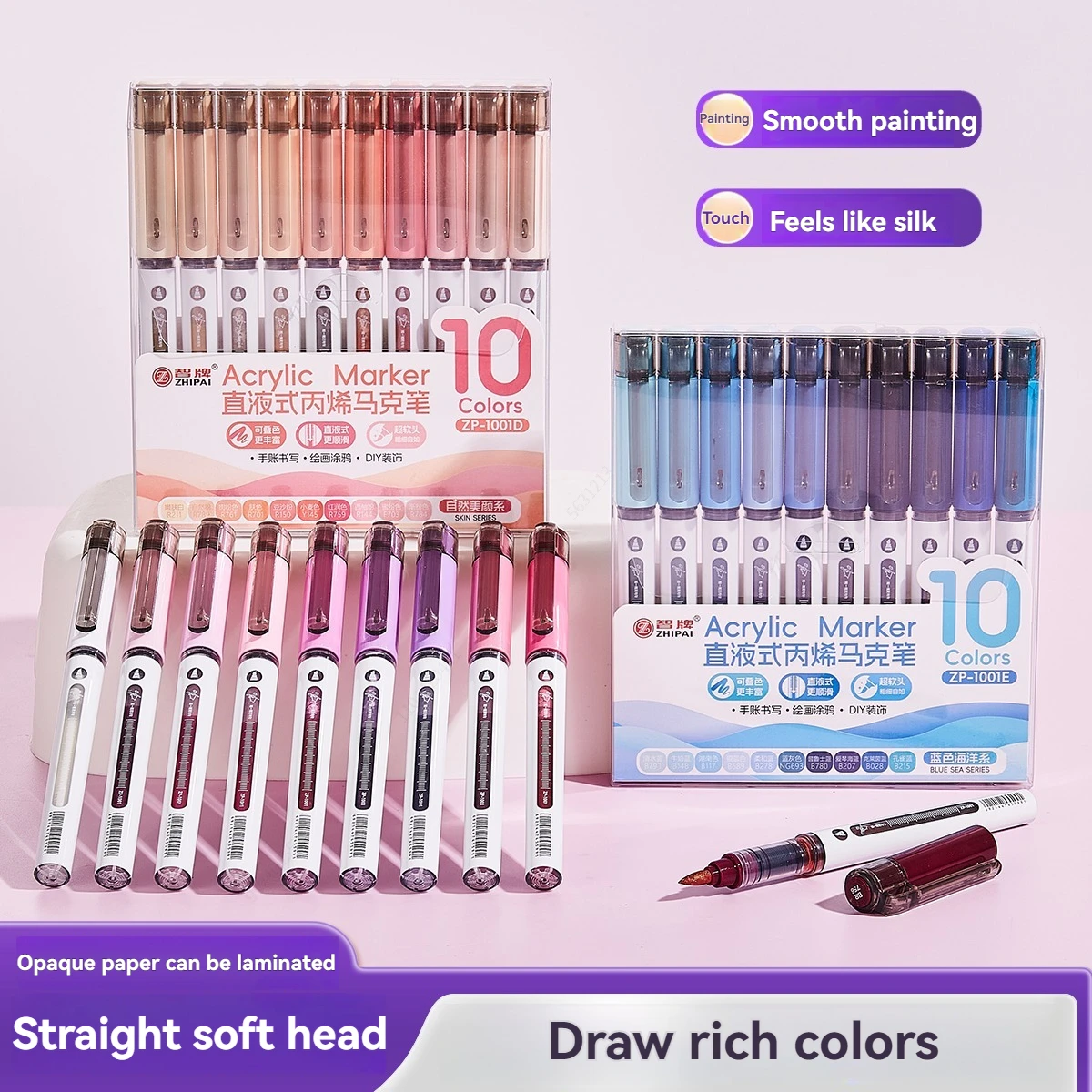 10/120 Colors Acrylic Paint Markers Set with Direct Liquid Ink Control System, Brush Tip Suitable for Paper Pottery Stones Glass