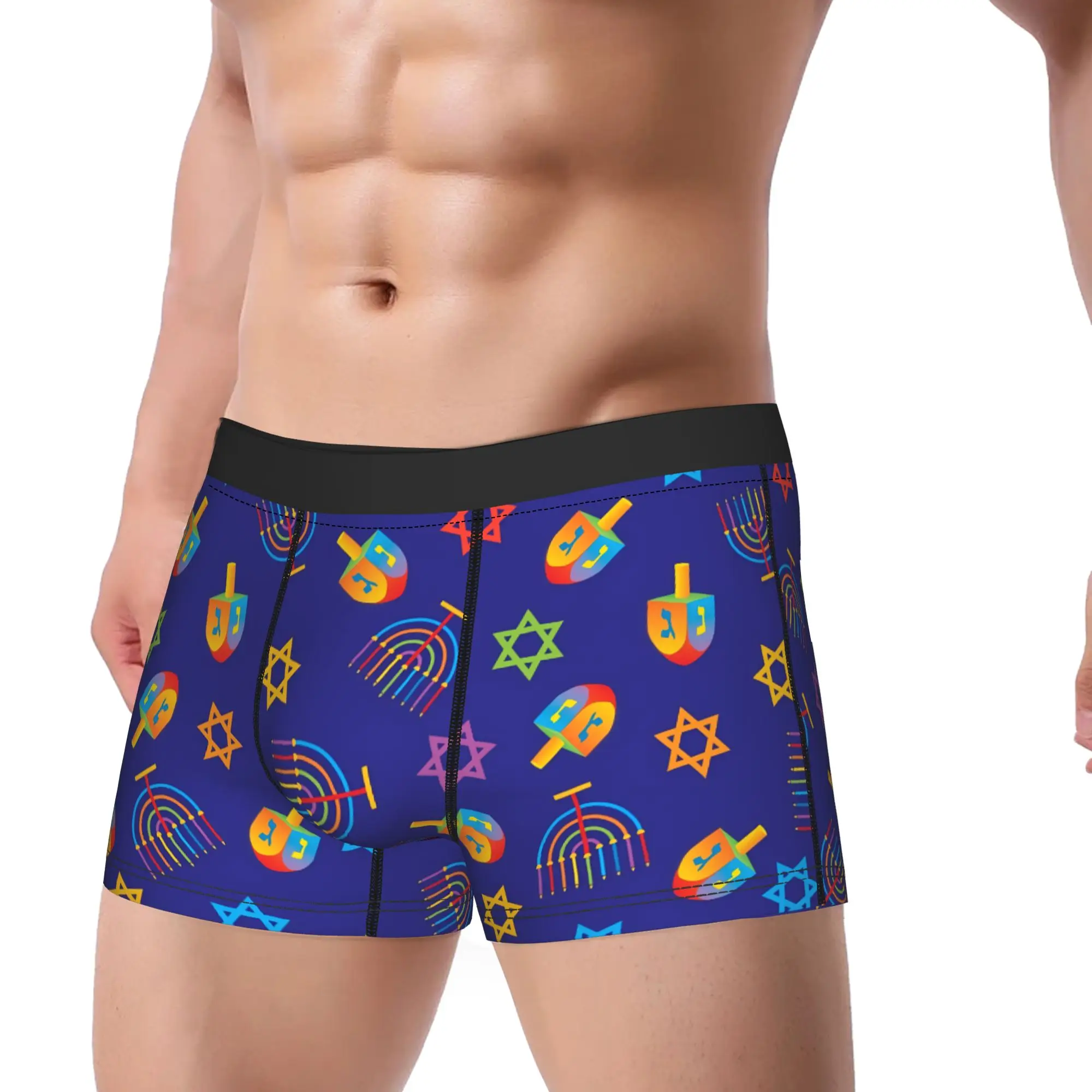 Man Hanukkah Star of David Underwear Chanukah Dreidel Funny Boxer Briefs Shorts Panties Male Breathable Underpants S-XXL