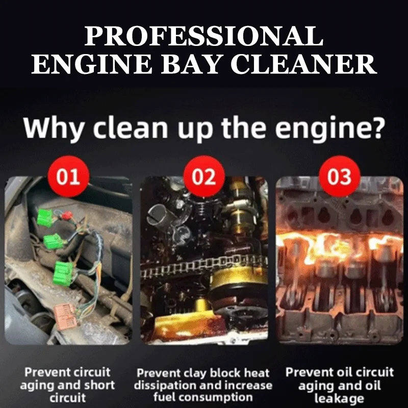 Engine Bay Cleaner Care Heavy Oil Dust Clean Spray for Car Engine Powerful Decontamination Compartment Cleaning Too