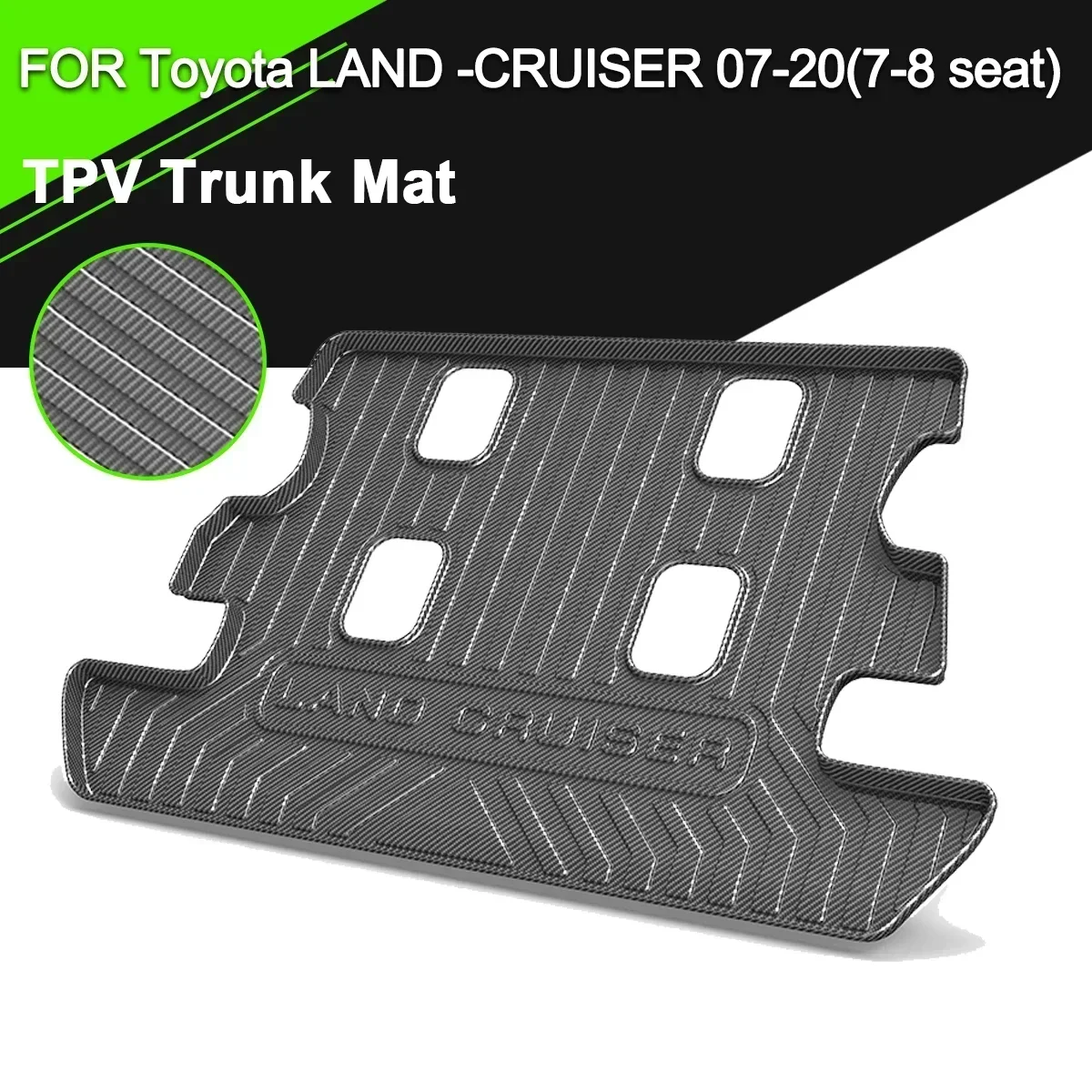 

Car Rear Trunk Cover Mat TPV Waterproof Non-Slip Rubber Cargo Carbon Fiber Pattern Liner For Toyota LAND-CRUISER 2007-2020