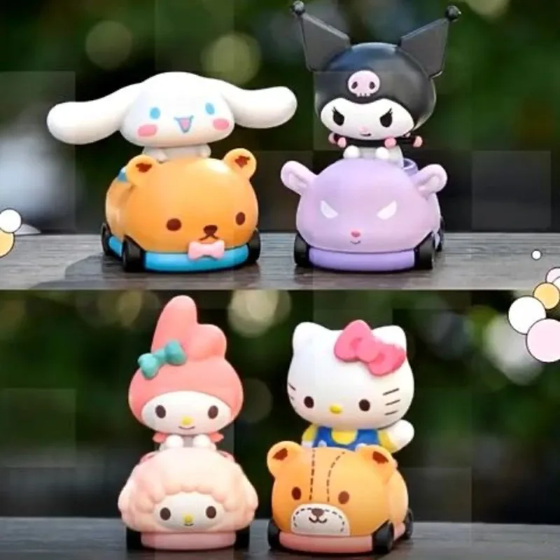 Sanrio Hello Kitty Kuromi Cinnamoroll My Melody ดึงรถกล่องตาบอดตุ๊กตาการ์ตูนตุ๊กตาเครื่องประดับ