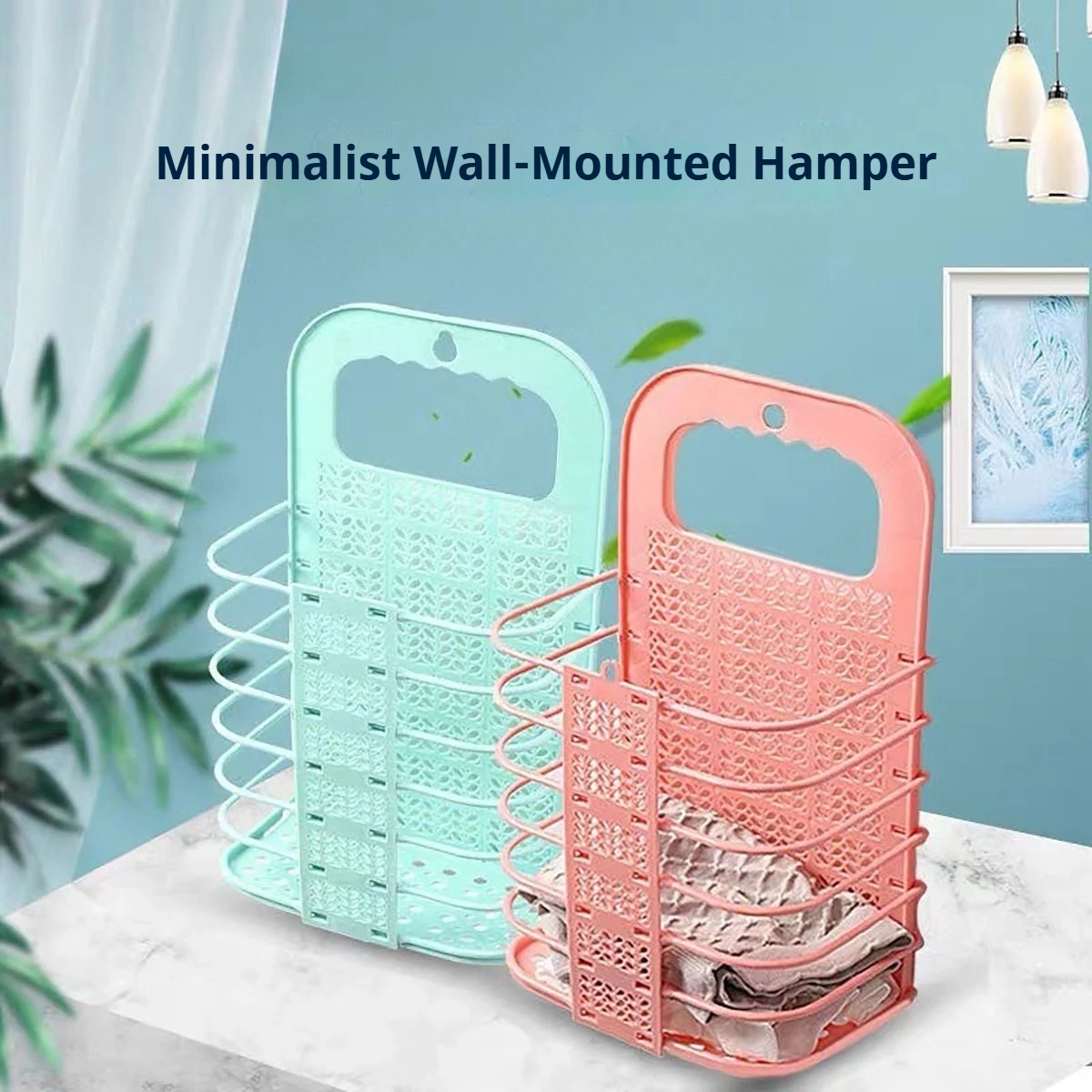 

1PC Foldable Dirty Clothes Basket Wall Hanging Laundry Household Storage Free Punching