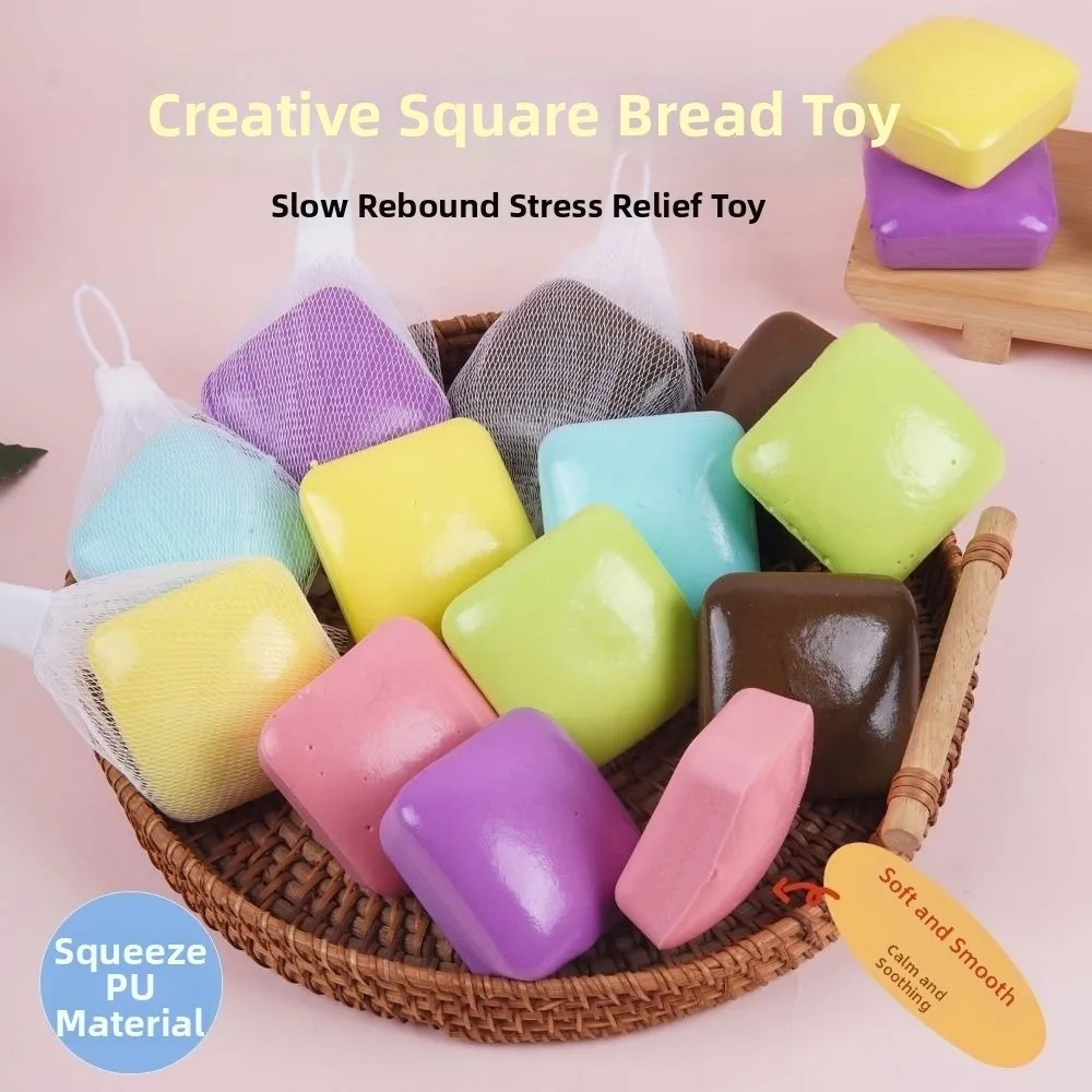 Square Simulation Bread Squeeze Toys Realistic 6cm Bread Squishy Toy Elastic Comfortable Toast Fidget Toy Home Decoration