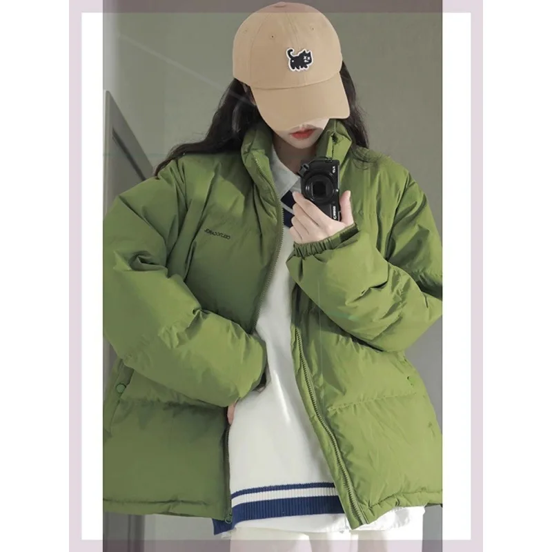 Women High Collar Short Puffer Jacket Elastic Waist Cinched Zip Up Padded Coat 2026 Winter Casual Loose Streetwear Outerwear
