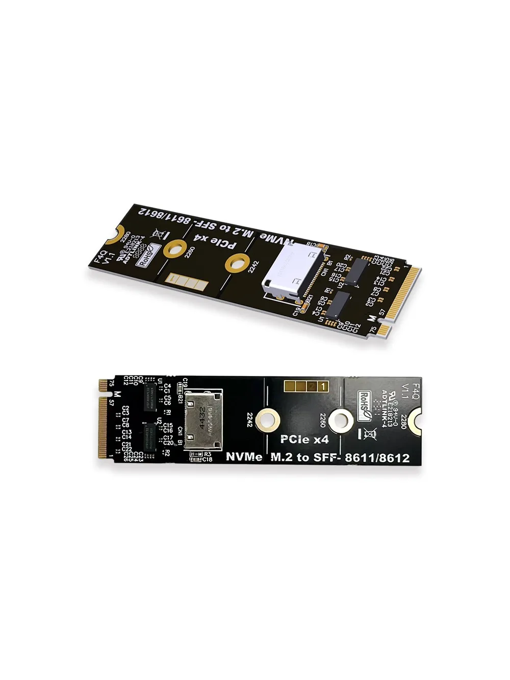 Zewnętrzna karta graficzna PCIe 5.0 X4 EGPU F4Q M.2 NVMe do OCuLink SFF-8612 8611 Adapter Karty Żeńskiej + Układ ReDriver Gen5 X4 — 2