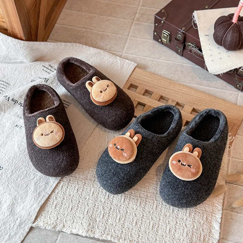 Girls Slippers Outdoors Cute Kids Flat Shoes Suede Warm Non-slip 2026 Winter New Children Casual Slippers Soft Bottom