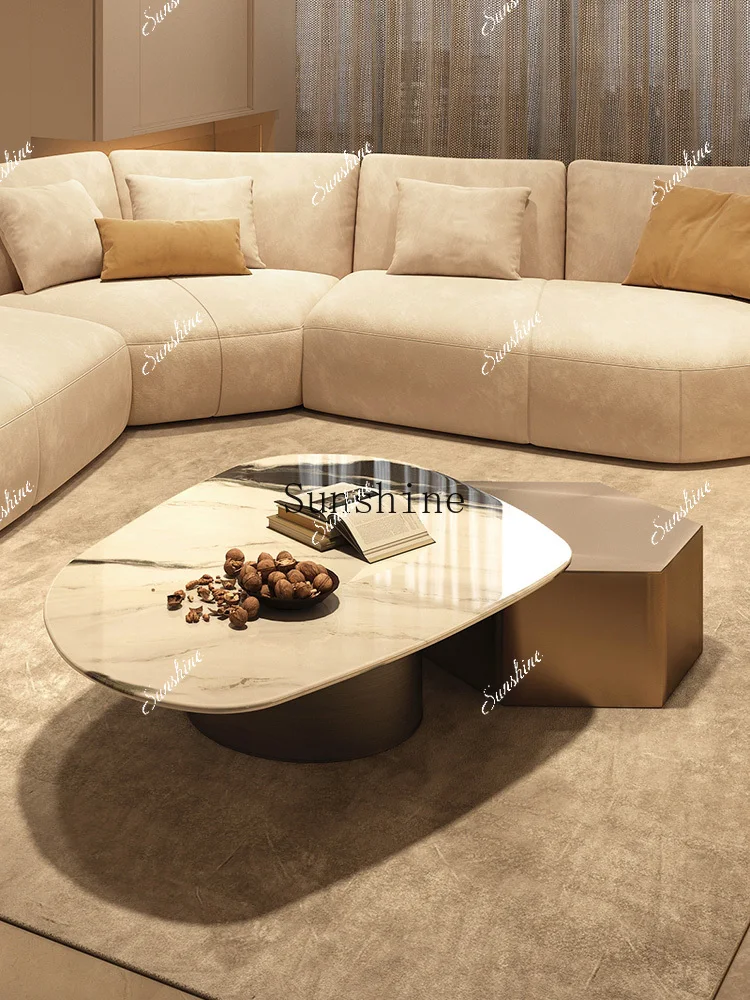 

Italian light luxury 2024 new marble special-shaped coffee table modern simple living room home FT