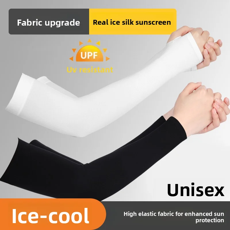 

Summer Ice Silk Arm Sleeves Riding Sports Sunscreen Arm Cuff Sleeve Fishnet Fingerless Long Gloves Black Punk Rock Mesh Glove