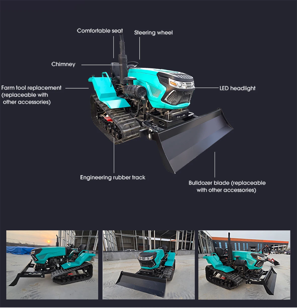 Peternakan Kecil Cina Terlacak Traktor Mini Pertanian Naik Mesin Pembuat Punggung Kultivator Perayap
