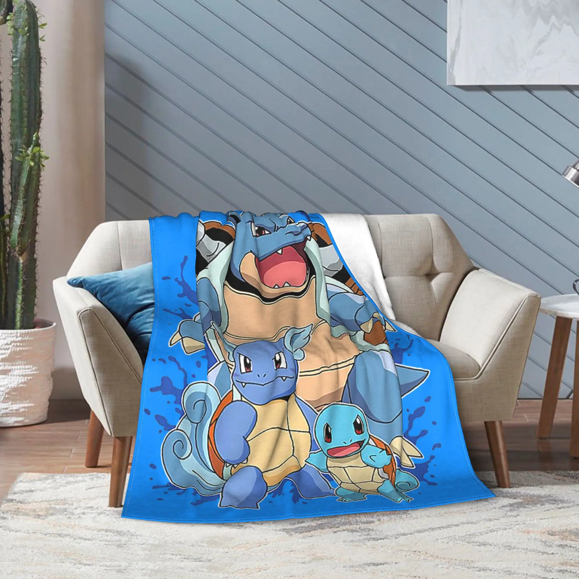 

Poke-Mon Squirtle Evolution Blankets Flannel Awesome Warm Throw Blanket for Bedding Lounge Decoration