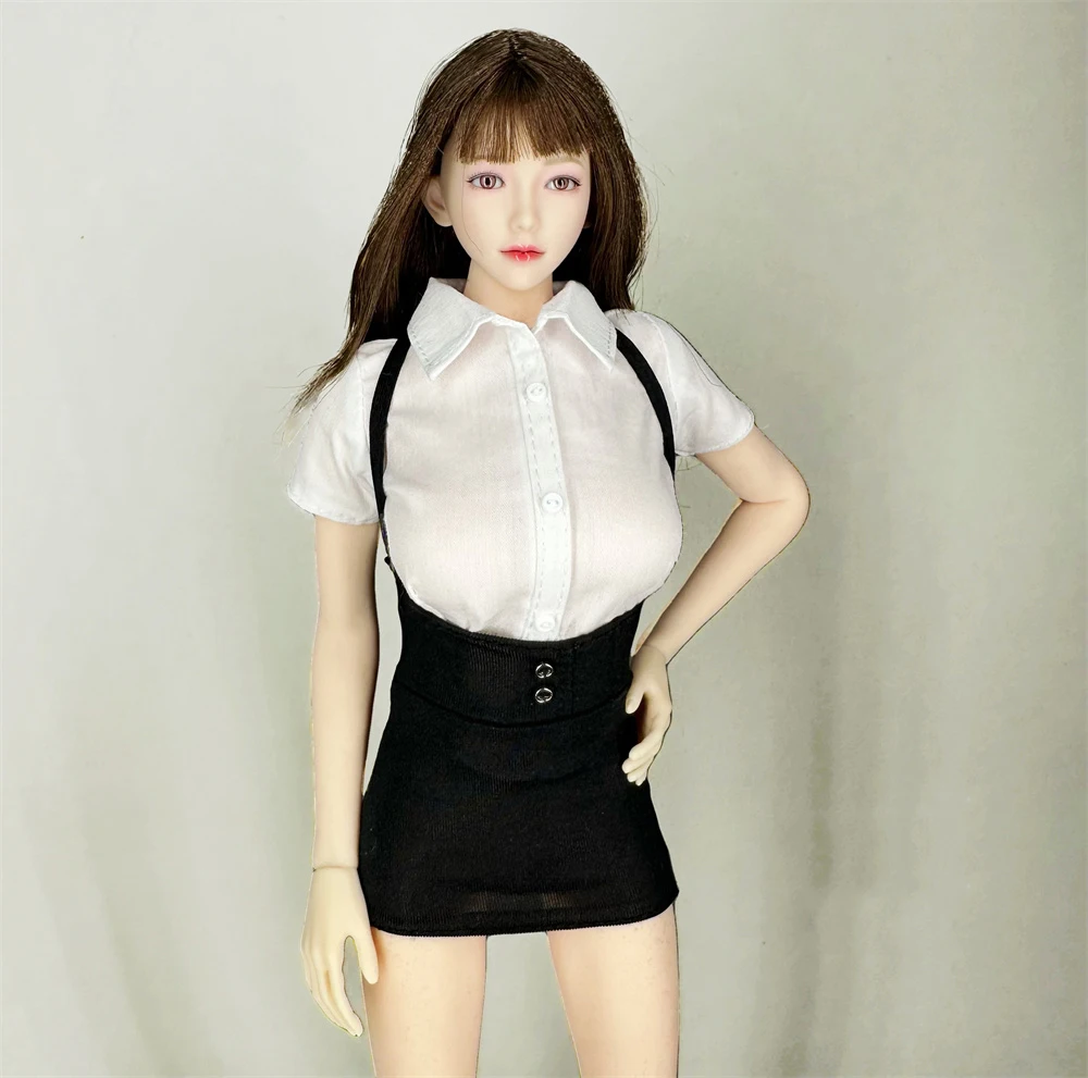 Zestaw ubrań dla kobiet w skali 1/6 Student JK Uniform Tight T-shirt Strap Hips Skirt Dwuczęściowy zestaw dla 12-calowej figurki akcji Model Toys