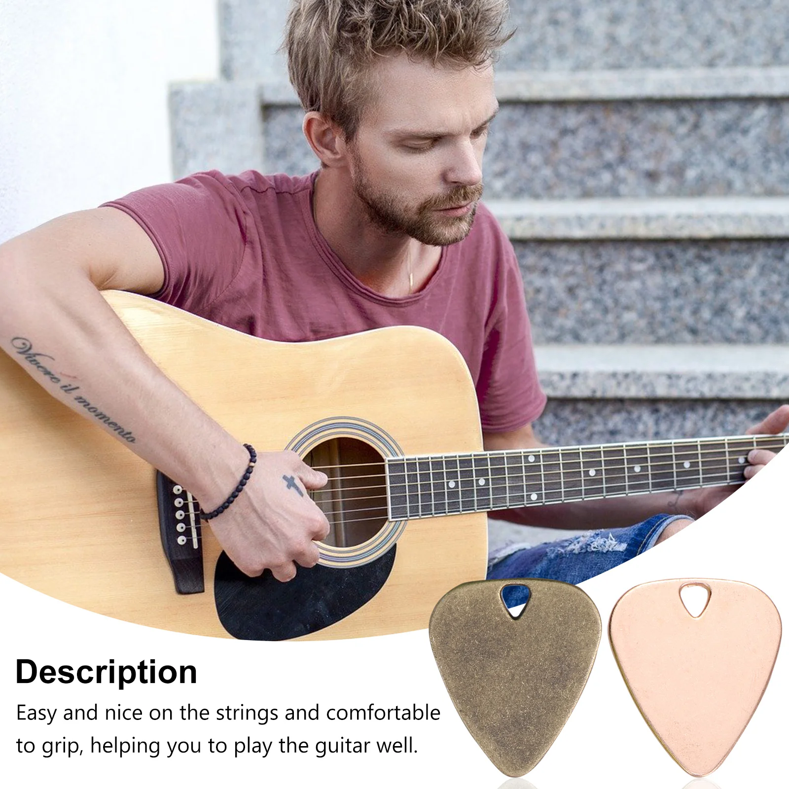 

20pcs Metal Guitar Pick Alloy Plectrum Durable Lightweight For Electric Guitar Portable Necklace Decor Accessory Instrument Tool