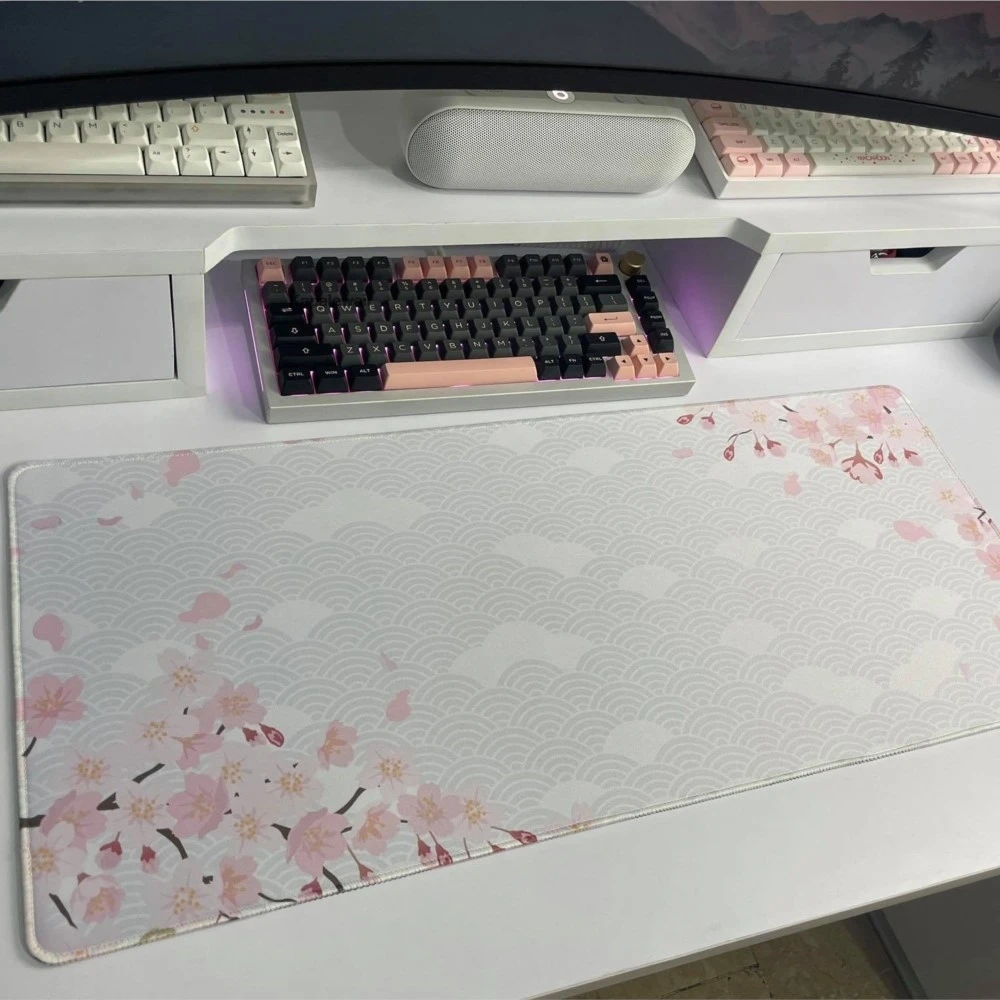 Cherry Blossm Gaming Mousepad Office Sakura Mouse Pad XXL Oversize Non-slip Desk Mat Laptop Speed Keyboard Pads 900x400mm