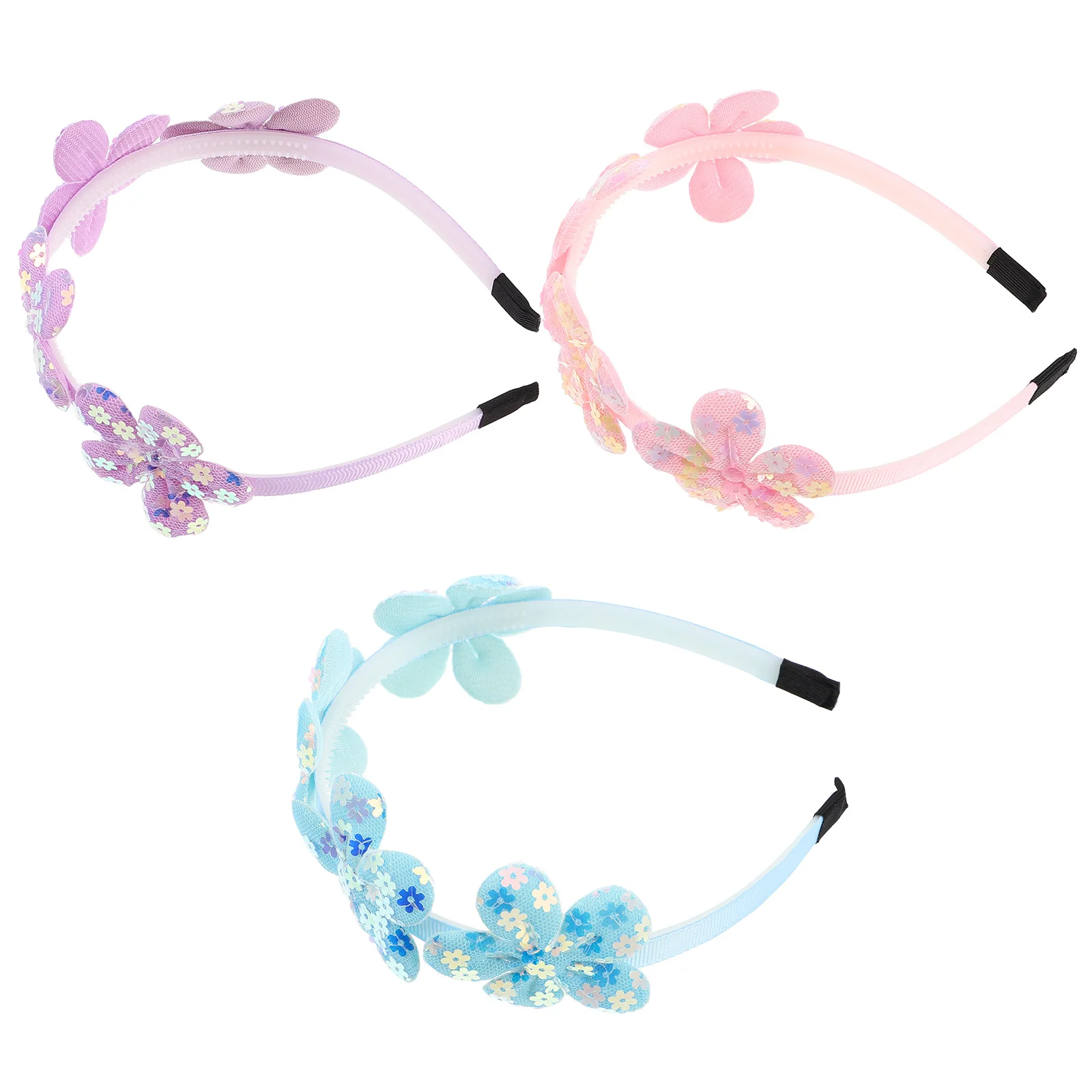 

3pcs Sequin Flower Headband Girls Pearl Hair Accessories Birthday Party Wedding Kid Floral Hoop Band Headwear