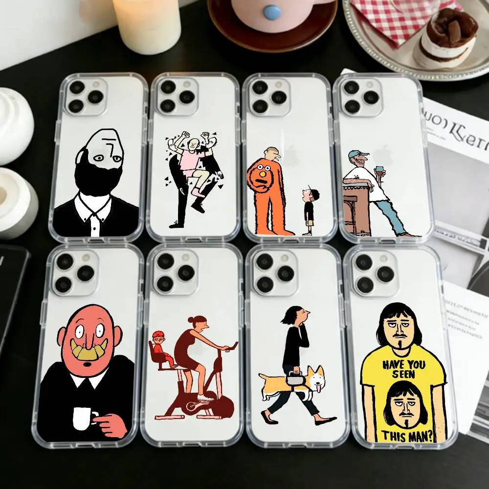 

Jean J-Jullien M-Minimalist Art Phone Case For iPhone 17 16 15 14 13 12 11 Mini Pro Max Plus Transparent Cover