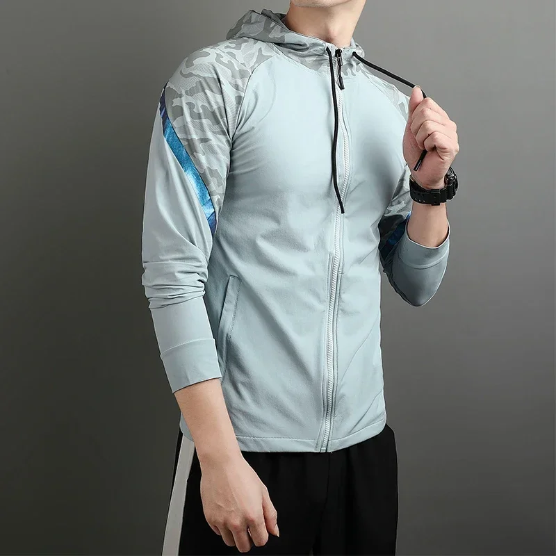 Men Hoodies Casual Hundred Outdoor Running Jacket Fitness Training Clothes Go Hiking Windbreaker Activewear Quick Dry Sweatshirt