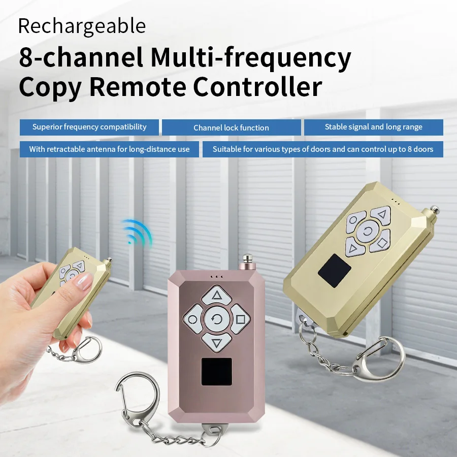 8-Channel Garage Door Remote Controller Wireless Gate Controller Key Duplicator Multi-frequency 300-915Mhz Fixed Rolling Code