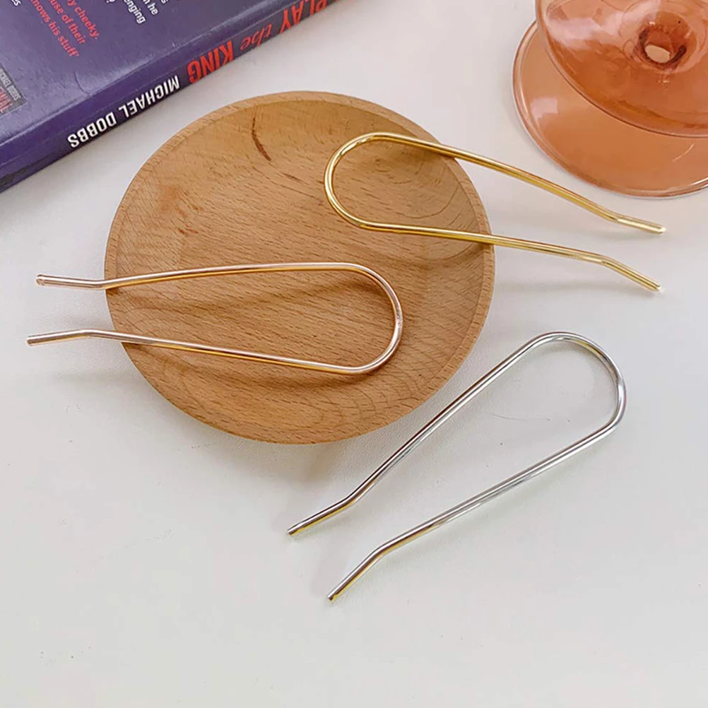 

3Pcs Durable Metal U Shaped Hair Clasp Women Updo Accessory Simple Style Hair Stick For Daily Wear