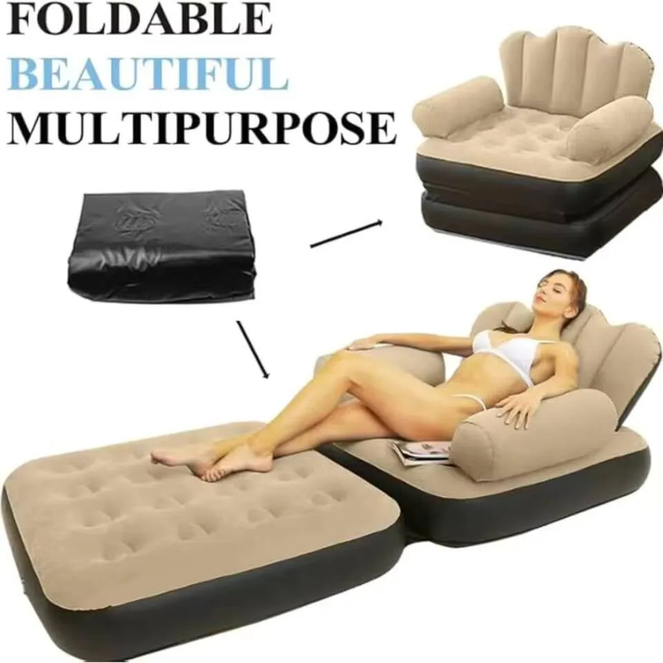 Foldable Portable Inflatable Sofa Bed Chair Mattress Outdoor Air Sofa Couch Lounger For Bedroom Living Room Inflatable Sofa Bed