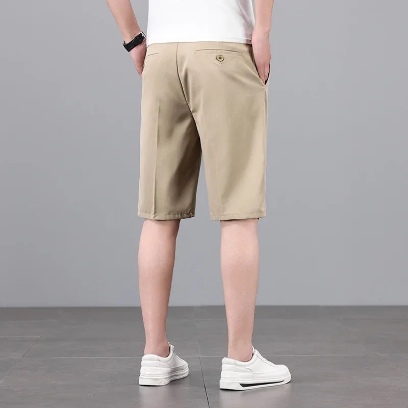 Men's Shorts Simple Business Straight Comfortable Casual Pants Fashion Gray Blue Black Khaki Baggy Male Clothes Short Pants